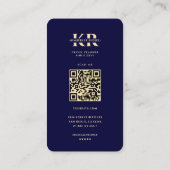 Modern Travel Planner Midnight Blue Gold World Map Visitenkarte (Rückseite)