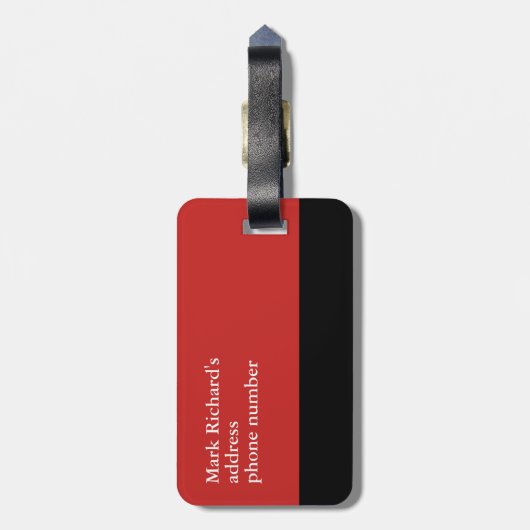 Modern Traveller name & initials stilvoll rot Gepäckanhänger (Rückseite vertikal)