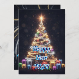 Modern Tree New Year Holiday Card Feiertagskarte