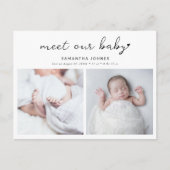 Modern treffen Sie unser Baby 2 Foto Collage Gebur Ankündigungspostkarte (Vorderseite)