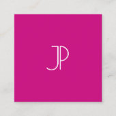 Modern Trend Color Viva Magenta Monogram Initial Quadratische Visitenkarte (Vorderseite)