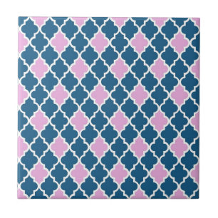 modern, trendig rosa und marineblau vierblättrig fliese