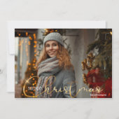 Modern Trendy 1 Foto Weihnachtskarte Feiertagskarte (Vorderseite)