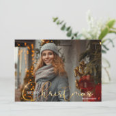 Modern Trendy 1 Foto Weihnachtskarte Feiertagskarte (Stehend Vorderseite)