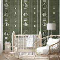 Modern Trendy African Mudcloth Arrows Green