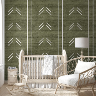 Modern Trendy African Mudcloth Green Tapete
