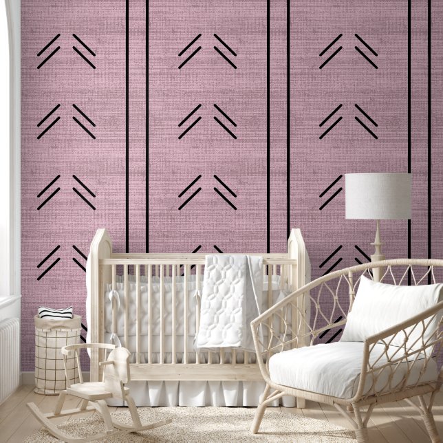 Modern Trendy African Mudcloth Pink Tapete (Kinder)