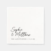 Modern Trendy Black and White Handwritten Wedding Serviette (Vorderseite)