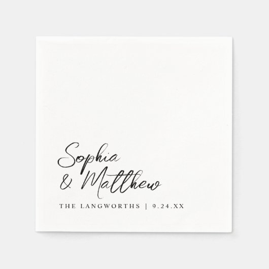 Modern Trendy Black and White Handwritten Wedding Serviette (Vorderseite)
