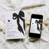 Modern Trendy Black Bow Graduation Party Einladung