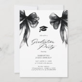 Modern Trendy Black Bow Graduation Party  Einladung (Vorderseite)