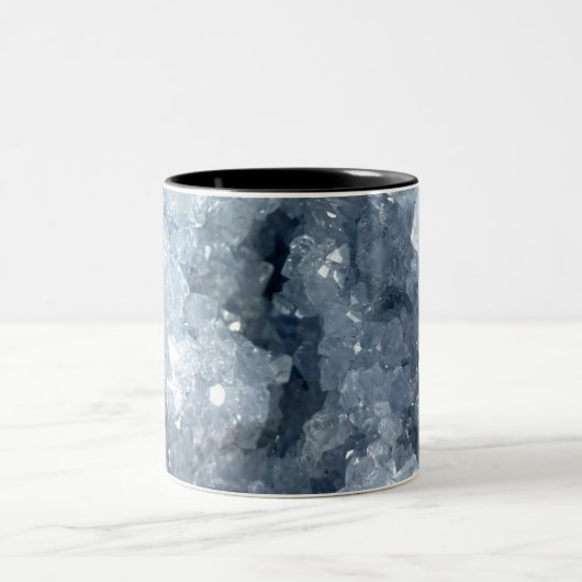 Modern Trendy Blue Celestite Crystal Agate Geode Zweifarbige Tasse (Mittel)