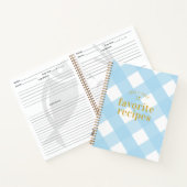 Modern Trendy Blue Gingham Newlyweds Rezept Buch (Innenseite)