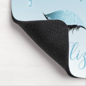 Modern Trendy Blue Glitter Lashes Stylish Script Mousepad (Ecke)