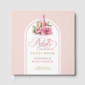 Modern trendy blush and gold petals prosecco gästebuch (Vorderseite)