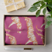 Modern trendy Bright Orange Tiger on Pink Seidenpapier (Geschenk)