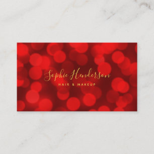Modern Trendy Calligraphy Ruby Red Bokeh Lights Visitenkarte