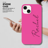 Modern Trendy Chic Hot Pink Script Monogram Name iPhone Hülle
