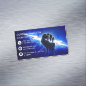 Modern Trendy Cool Blue Lightning Electrician Busi Magnetische Visitenkarte (Beispiel)