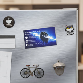 Modern Trendy Cool Blue Lightning Electrician Busi Magnetische Visitenkarte