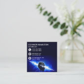 Modern Trendy Cool Blue Lightning Electrician Busi Quadratische Visitenkarte (Stehend Vorderseite)