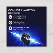 Modern Trendy Cool Blue Lightning Electrician Busi Quadratische Visitenkarte (Vorderseite)