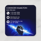 Modern Trendy Cool Blue Lightning Electrician Busi Quadratische Visitenkarte (Vorderseite)