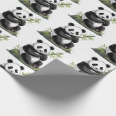 Modern Trendy Cute Panda Bear With Greenery Bamboo Geschenkpapier (Ecke)