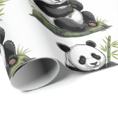 Modern Trendy Cute Panda Bear With Greenery Bamboo Geschenkpapier (Rolleneckpunkt)
