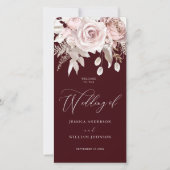 Modern Trendy Deep Burgundy Blush Wedding Program (Vorderseite)
