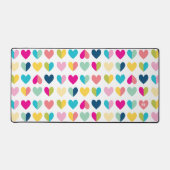 MODERN TRENDY farbenfrohe, leuchtende Herzmuster Schreibtischunterlage (Vorderseite)