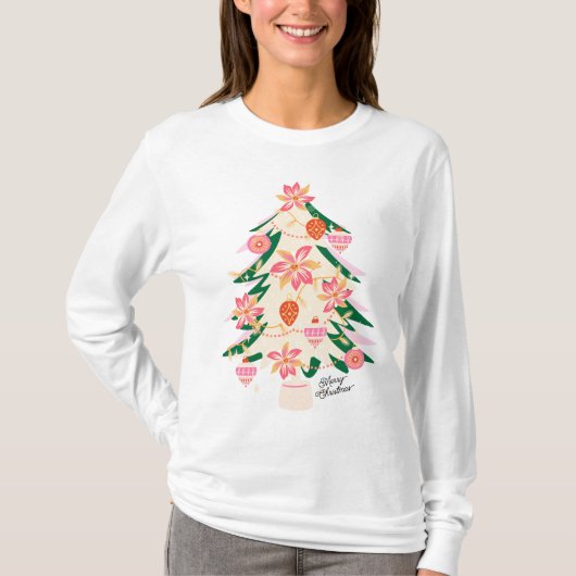 MODERN Trendy festliche Retro Weihnachten Baum Url T-Shirt (Vorderseite)