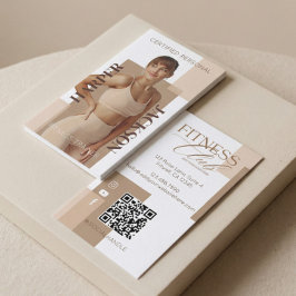 Modern Trendy Fitness Trainer Photo Logo QR Code Visitenkarte