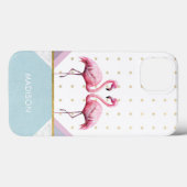 Modern trendy Flamingo Pink Girly Name Case-Mate iPhone Hülle (Rückseite (Horizontal))