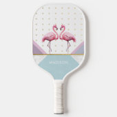 Modern trendy Flamingo Pink Girly Name Pickleball Schläger (Vorderseite)