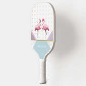 Modern trendy Flamingo Pink Girly Name Pickleball Schläger (Links)