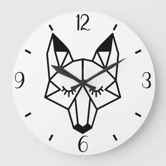 Modern & trendy Geometric Fox Große Wanduhr (Vorderseite)