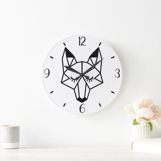 Modern & trendy Geometric Fox Große Wanduhr (Zuhause)