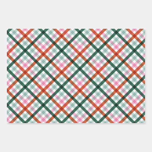Modern Trendy Gingham Weihnachtsgeschenk Geschenkpapier Set (Vorderseite 3)