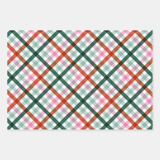 Modern Trendy Gingham Weihnachtsgeschenk Geschenkpapier Set (Vorderseite)