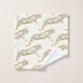 Modern trendy Gold Beige Tiger Ivory White Badhandtuch Set (Waschlappen)
