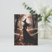 Modern Trendy Halloween Witch in Forest            Postkarte (Stehend Vorderseite)