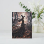 Modern Trendy Halloween Witch in Forest            Postkarte (Stehend Vorderseite)