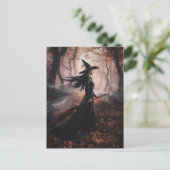 Modern Trendy Halloween Witch in Forest            Postkarte (Stehend Vorderseite)