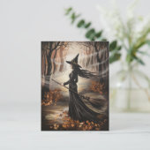 Modern Trendy Halloween Witch in Forest Postkarte (Stehend Vorderseite)