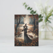 Modern Trendy Halloween Witch in Forest            Postkarte (Stehend Vorderseite)