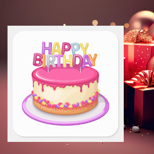 Modern Trendy Happy Birthday Quadratischer Aufkleber