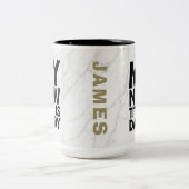 Modern Trendy Marble New Dad Zweifarbige Tasse (Mittel)