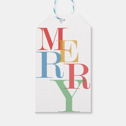 Modern Trendy Merry Bright Geschenkanhänger (Vorderseite)