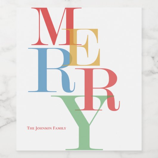 Modern Trendy Merry Bright Weinetikett (Einzelnes Label)